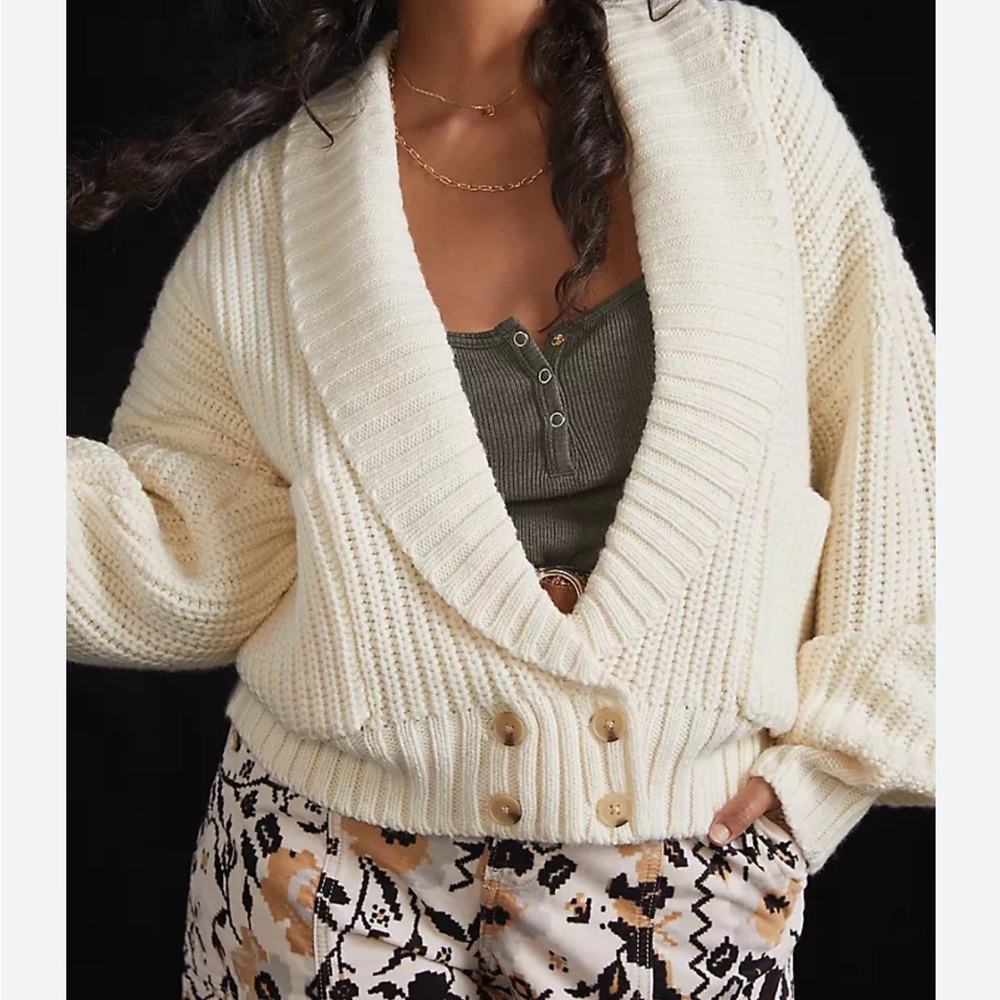 Anthropologie Oversized Wool Blend Cardigan w/Pockets